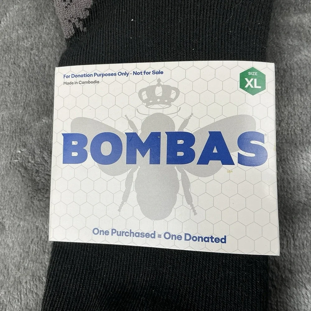 2 Pairs Bombas Unisex XL Ankle Socks Fits Up To Size 16 Black Honeycomb Pattern